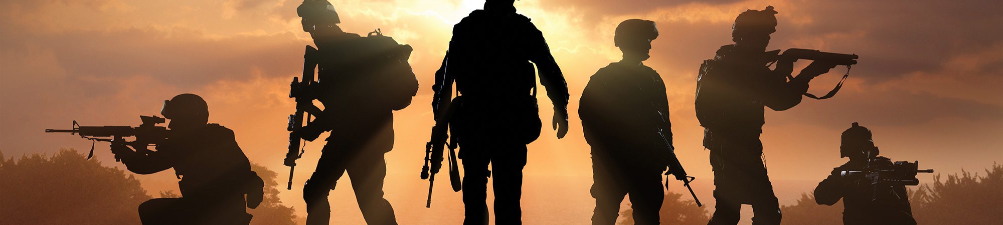 soldiers in silhouette