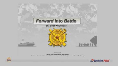 A title screen for the game Forward Into Battle.